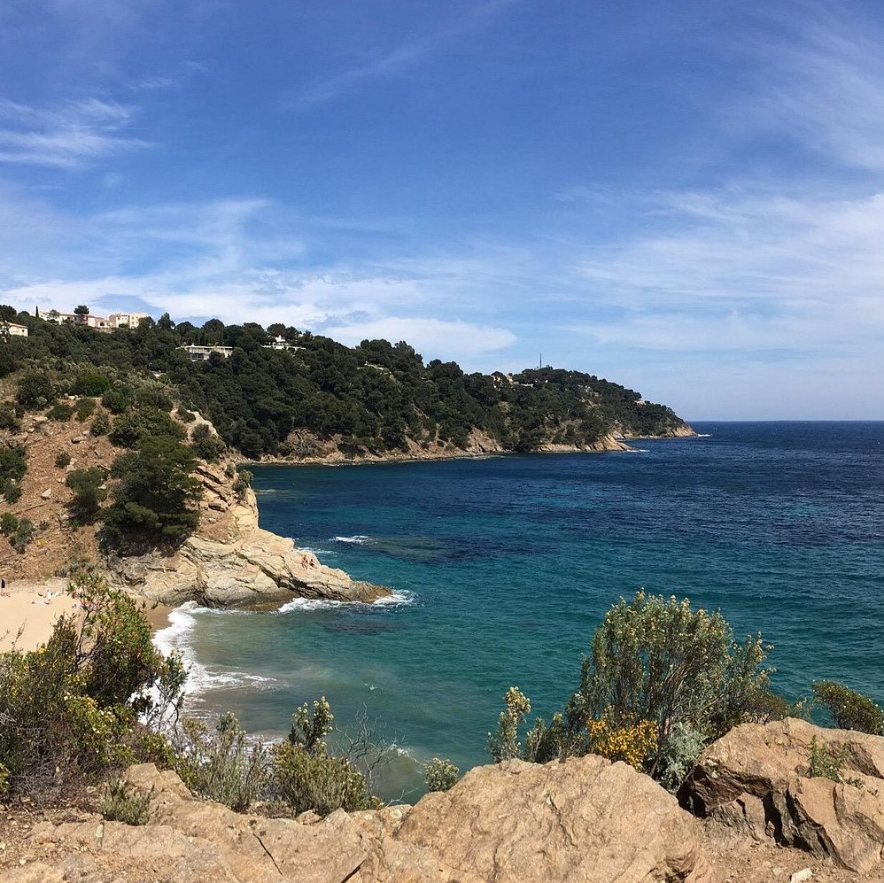 vue d'en haut de la plage, des rochers et de la mer